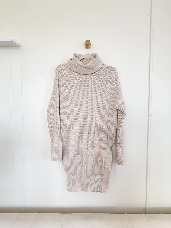 Anthropologie Dresses & Skirts - Anthropologie Moth Taupe Turtleneck Chunky Oversized Weighted Sweater Dress XS